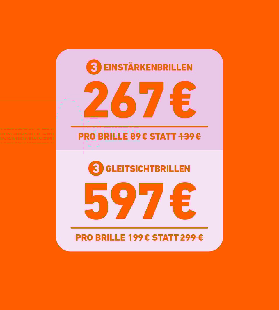 3 Brillen zum Preis von 2
